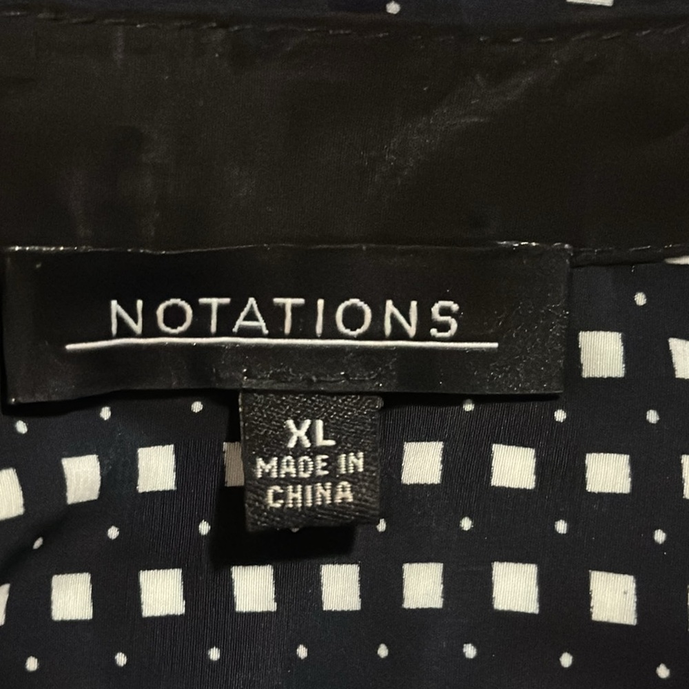 Notations Geometric Square Print Blouse Button Fr… - image 7